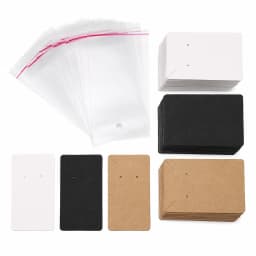 50/100pcs Earring Holder Cards and Clear Self-Sealing Bags Set Paper Display Cards for Necklaces Stud Earrings Jewelry Packaging