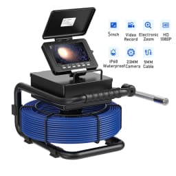 Pipe Inspection Camera 5in+ Self-Leveling 512HZ Transmitter+Audio Recording +DVR Drain Sewer Inspection Video Endoscope Camera