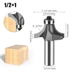 1pc 1/4" 1/2" Shank Woodworking Round Router Bit Woodworking Milling Cutter Slotting Tool Trimming Machine Router Bit