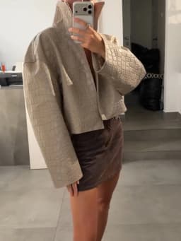 Women's Crocodile Pattern Short Leather Jacket Retro High Collar Zipper Loose Long Sleeve Jackets Lady Street Daily Wear 2026
