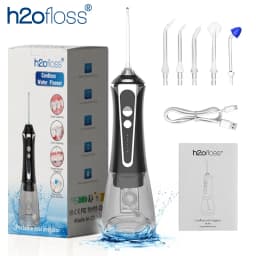 H2ofloss Cordless Portable Water Flosser Oral Irrigator for Teeth, 5 Modes 300ML 140 PSI Water Jet, 2500mAh USB-C Rechargeable