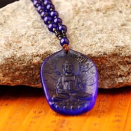 Handmade Necklace Nepal Buddhist Mala Stone Beads Buddha Statue Pendant Necklace Statement Buddha Lucky Amulet Pendant Necklace