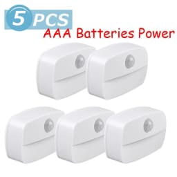Mini LED Night Lamp Motion Sensor Light Indoor AAA Battery Powered Bedroom Wall Staircase Closet Aisle Body Induction Lamp
