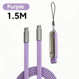 240W PD Fast Charging Type-C Cable USB-C to USB-C with Foldable Stand Phone Adapter Silicone Cord for iPhone 17