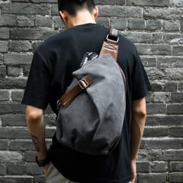 MTE ELAN Large Capacity Retro Canvas Sling Bag Man Leather Chest Bag Casual Travel Leisure Male Olive Green Shoulder Backpack