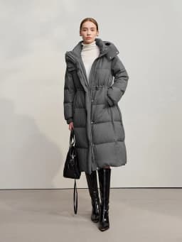 AMII Down Jacket 2025 Winter New Casual Warm Solid Color Hooded Straight Long Down Coat Zipper Long Sleeves Women's Top 12544149