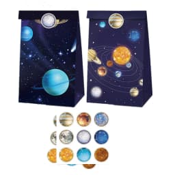 12/36Pcs Outer Space Planet Favor Box Gift Box Paper Bags Happy Birthday Party Decoration Event Party Supplies Candy Box
