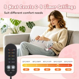 Heated Cat Plush Pillow, USB Rechargeable Warming Cushion with 5 Heat Levels & 5 Timers, Cozy Cute Gift for Her, Home Office Bed