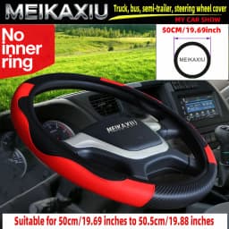 Adjustable Carbon Fiber PU Leather Steering Wheel Cover for Truck Van Bus - Multiple Sizes 40cm/42cm/45cm/47cm/50cm - Automotive