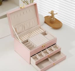 Luxury Jewelry Box Multi-layer Leather Jewelry Storage Box with Drawers Large Capacity Organizer for Earrings Rings Necklaces