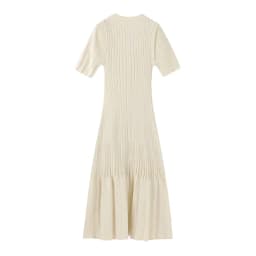 Knit Solid Women's Dress Short Sleeve O Neck Lady Dresses 2025 Elegant Summer Single Breasted Hip Package High Waist Female Rube
