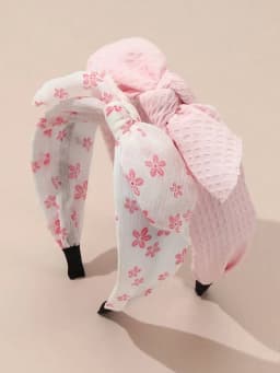 2pcs Girls‘ Fun Bunny Ear Headbands, Adorned with Fabric Flowers for Imaginative Play & Style
