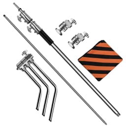 SH 2.6/3.3M Black&Silver Photography C Stand Light Stand Heavy Duty Stainless Steel Magic Leg Arm Crossbar Grip Head Tripod