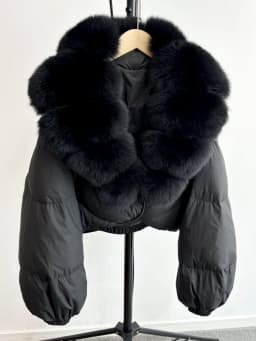 2025 New Winter Real Fox Fur Short Puffer Jackets Women Natural Thick Warm 90% White Duck Down Cropped Loose Waterproof Coat