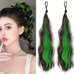2PCS Natural wave synthetic pair of curly ponytail wig women's ponytail extension extension red blue green highlighting wig