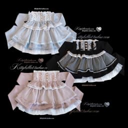 Original Japanese Mines Style Lace Patchwork Puffy High Waist Heart Buckle Bow Sweet Versatile A-line Short Skirts Women Summer