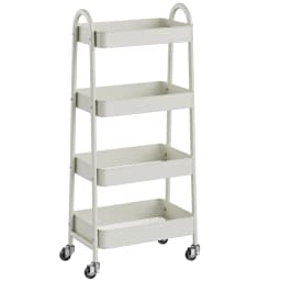 MCQ 4 Tiers Mobile Metal Frame Kitchen Cart Rolling Storage Shelf with Lockable Caster Wheels Organization Utility Cart for Livingroom Kitchen Narrow Places 