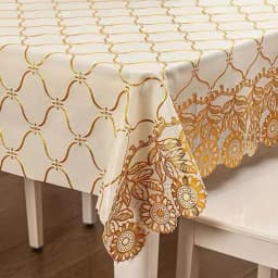 Waterproof Tablecloth Household Rectangular Oilproof PVC Plastic Tablecloth Golden Bronzing Printing Table Cover Table Mat Nappe