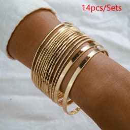 12pcs Punk Curb Cuban Chain Bracelets Set for Women Miami Boho Thick Gold Color Charm Bracelets Bangles Fashion Jewelry