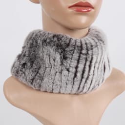 Women's Winter Warm Genuine Fur Hat Scarf Set Real Rex Rabbit Fur Cap with Silver Fox Scarves 2-Piece Natural Fashion Accessory