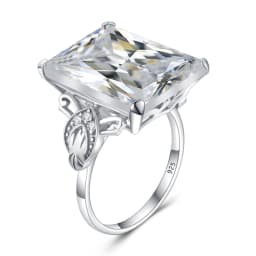 Classic Real 925 Sterling Silver Pink Crystal Ring for Woman Rectangle Anniversary Party Vintage Fine Jewelry Gift