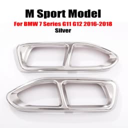 2Pcs Glossy Black Steel Car Exhaust Muffler Pipe Tip Cover Trim For BMW 7 Series F01 G11 G12 730 740 750li 2009-2022 Accessories