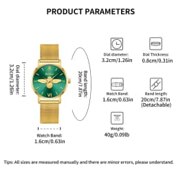 YaLaLuSi Minimalist Quartz Couple’s Watches with 3D Bee Relief Design for Men and Women Relojes De Mujeres