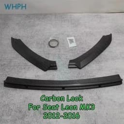 Gloss Black Front Bumper Lip Spoiler For Seat Leon MK3 MK3.5 2012-2019 ABS Spoiler Lip Diffuser Cover Tuning Custom Accessories