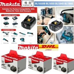 Original Makita 18V BL1860 6Ah Lithium Battery Power Tool Battery Replacement LXT BL1850B BL1840 18V Screwdriver with Battery MA