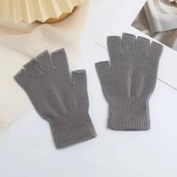 1 Pair Winter Half Finger Gloves Knitted Fingerless Mittens Warm Stretchy Gloves for Men and Women