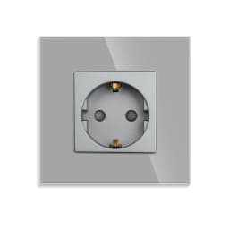 Bingoelec Power Socket,16A EU Standard Electrical Outlet 86mm*86mm White Crystal Glass Panel Wall Socket