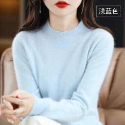 Autumn and Winter New 100% Mink Cashmere Women's Sweater Half High Collar Pullover Casual Knitting Korean Loose Fashion Top