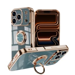 Plating Metal Ring Phone Case For iPhone 17 16 13 12 11 Pro Max Mini Silicone Cases For iPhone Air 15 14 Pro Max 16 Plus Cover
