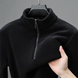 2025 New Men's Fleece Lined Thickened Long Sleeve Zipper Hoodie Half High Collar Warm Sweatshirt Casual Style Autumn Winter T...