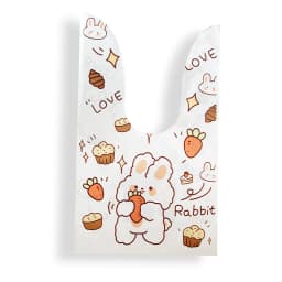 10/20pcs Cute Rabbit Ear Bags Plastic Cookie Candy Gift Bags For Easter Party Biscuits Snack Baking Packing Supplies Kids Gifts