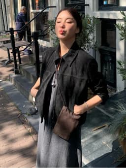 Kaki Color Suede Short Jacket Women's Spring Autumn New American Retro High-End Feelings Button up Casual Outerwear Coat