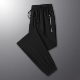 Summer New High Quality Ice Silk Pants For Men's Feet Tie Sports Elastic Quick Drying Sweat-absorbing Straight Leg Pants 2PCS