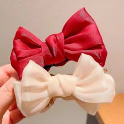 1/2/3pcs Solid Color Shiny Mesh Bow Hair Clip for Woman Fashion Girl Meatball Head Hair Clip Claw Hair Accessories