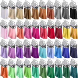 100Pcs Keychain Tassels Bulk 3cm Leather Tassel Pendants Colorful Tassels for Keychain DIY and Craft