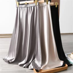 Solid Satin Long Skirts for Women 2026 Spring Summer Casual All-match Big Hem A Line Skirts High Waist Maxi Skirt Female Clothes