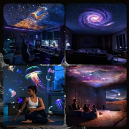 4K Galaxy Star Projector Night Light 2-in-1 USB RBG LED Night Light with 13 Projector Films 360° Adustable Brightness Control