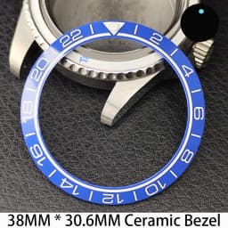 Sloping 38mm * 30.6mm Ceramic/Aluminum Bezel GMT and Diving Watch Insert Fits for 40mm Men's Watch Case Bezel Replacement Insert