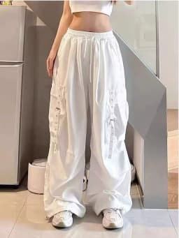 American Style Loose Fit Straight Leg Work Pants Women's Casual High Waist Trousers with Pockets for Hip Hop Street Dance