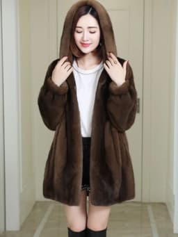 Thickened Medium-Length Faux Fur Plush Jacket Korean Style Slim Fit Double-Sided Winter Coat Women's Cotton-Polyester Blend