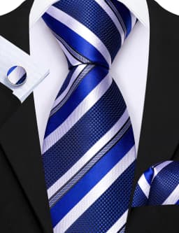 Fashion Diagonal Striped Tie Set for Men Formal Party Business Wedding Necktie Handkerchief Cufflinks 3PCS Suit Accessories