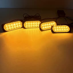 4 in 1 LED Warning Strobe Light 12V 24V Amber Car Grille Emergency Flash Signal Lamps Auto Stroboscope for Truck Offroad SUV