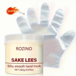 280g Large Capacity Wine Lees Silk Hand Mask (100 Free Gloves Included) - Hypoallergenic Moisturizing and Brightening Formula, Suitable for Rough, Dry, and Peeling Hands, Improves Fine Lines and Dark Spots, Suitable for All Light Beige Skin Tones, Hand Moisturizing Cream