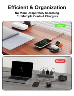 AUFU 3 in 1 Wireless Charging Station Fast Magnetic Foldable Travel Charger Station for iPhone 16 15 14 Pro Apple Watch Airpods