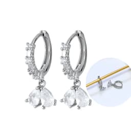 925 Sterling Silver Ear Needle White Zircon Silver Series Earrings ins Tassel Pendant Hoop Earrings For Women Advanced Jewelry