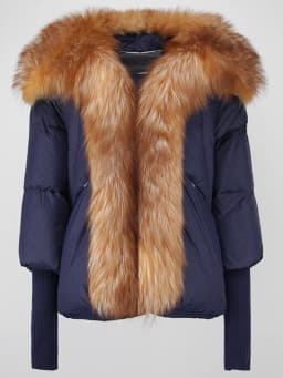 OFTBUY New Duck Down Jacket Winter Coat Women Super Large Real Silver Fox Fur Collar Jacket Knit Sleeve Fashion Luxury Outerwear